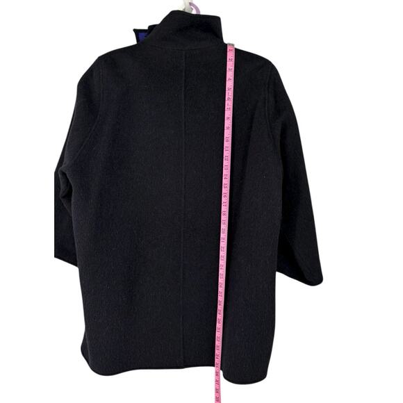 Vintage Jimmy Hourihan Ireland 100% Wool Wrap Coat Black Purple Small - Picture 8 of 16